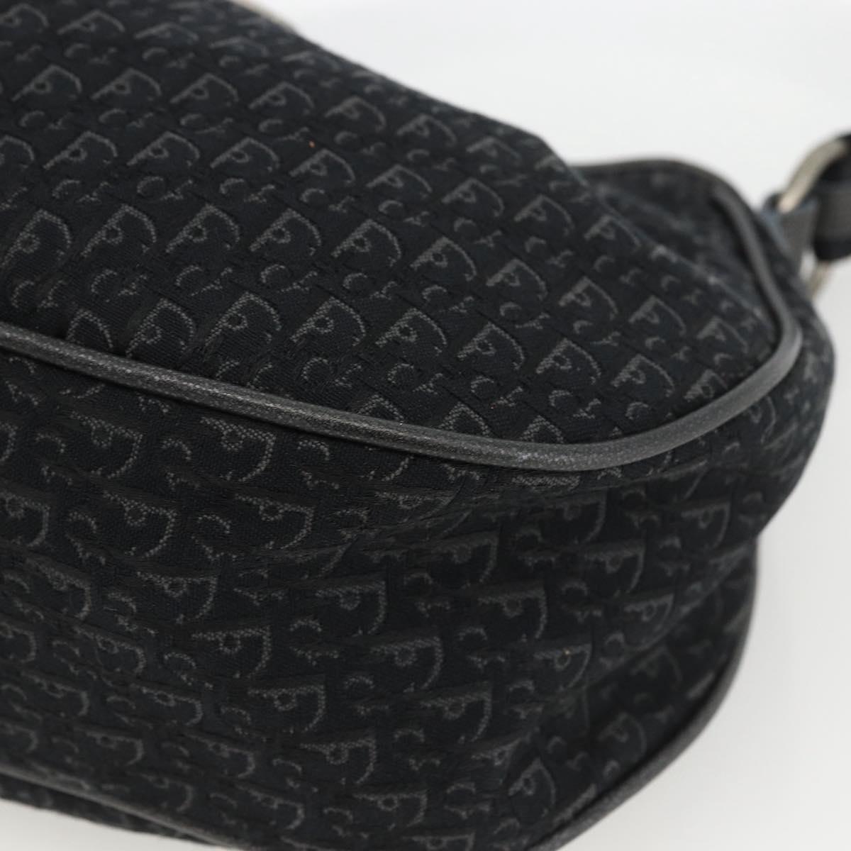 Christian Dior Trotter Canvas Shoulder Bag Black Silver Auth BSZ280SAV