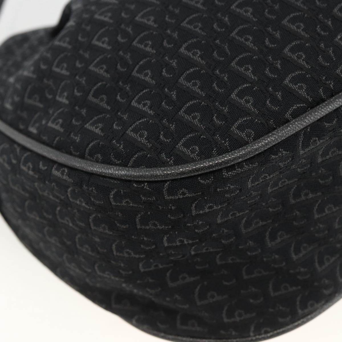 Christian Dior Trotter Canvas Shoulder Bag Black Silver Auth BSZ280SAV