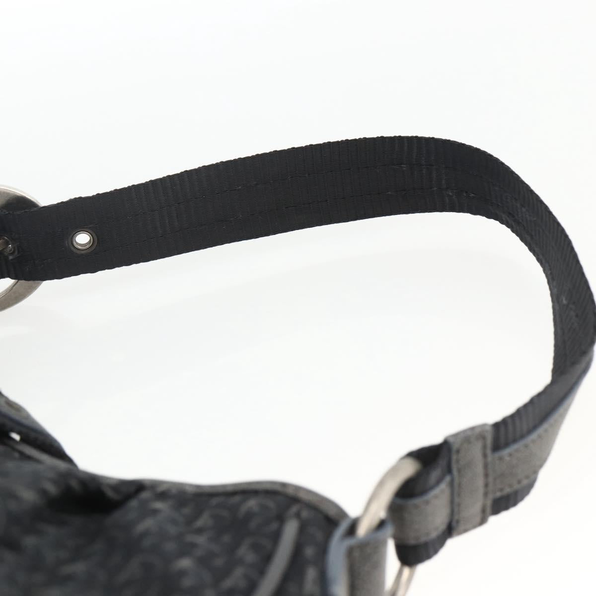 Christian Dior Trotter Canvas Shoulder Bag Black Silver Auth BSZ280SAV