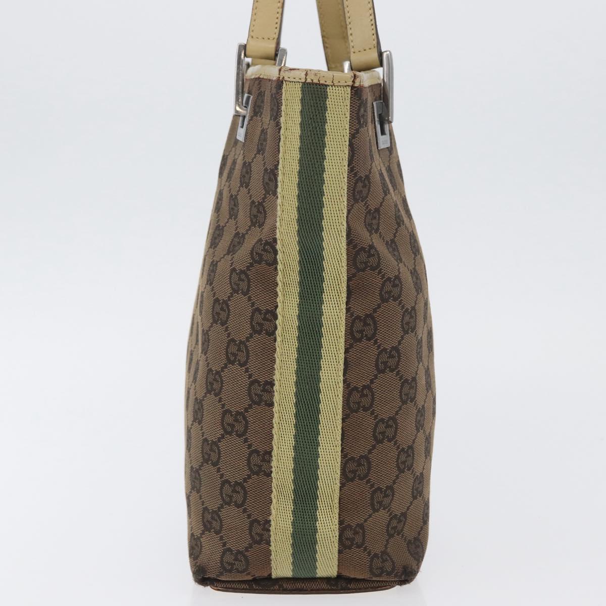 GUCCI GG Canvas Sherry Line Tote Bag Brown Silver 31244 Auth BSZ281