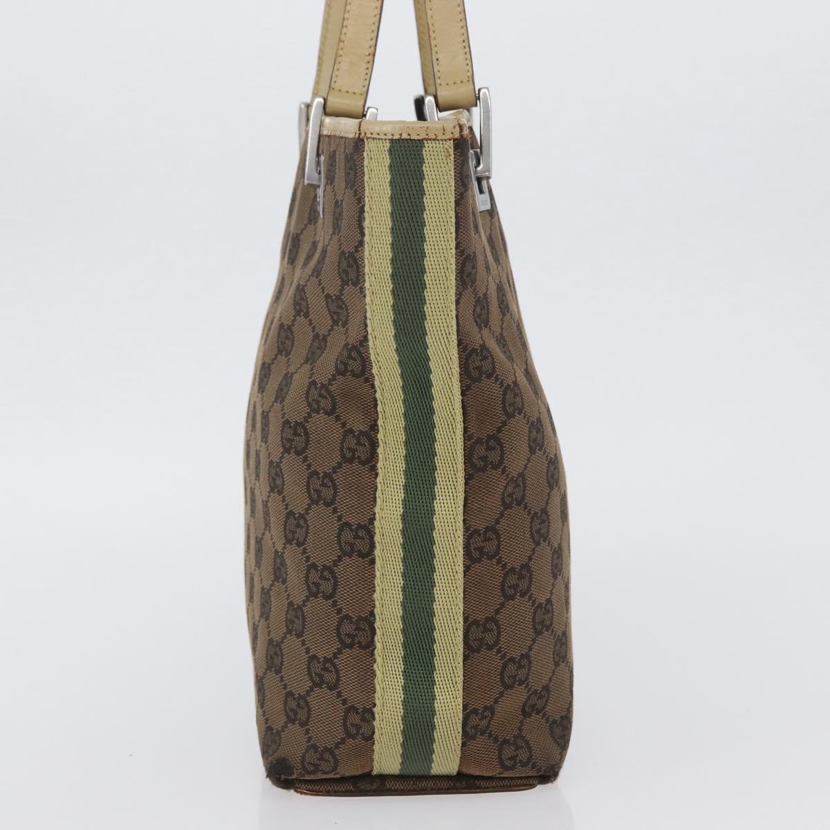GUCCI GG Canvas Sherry Line Tote Bag Brown Silver 31244 Auth BSZ281