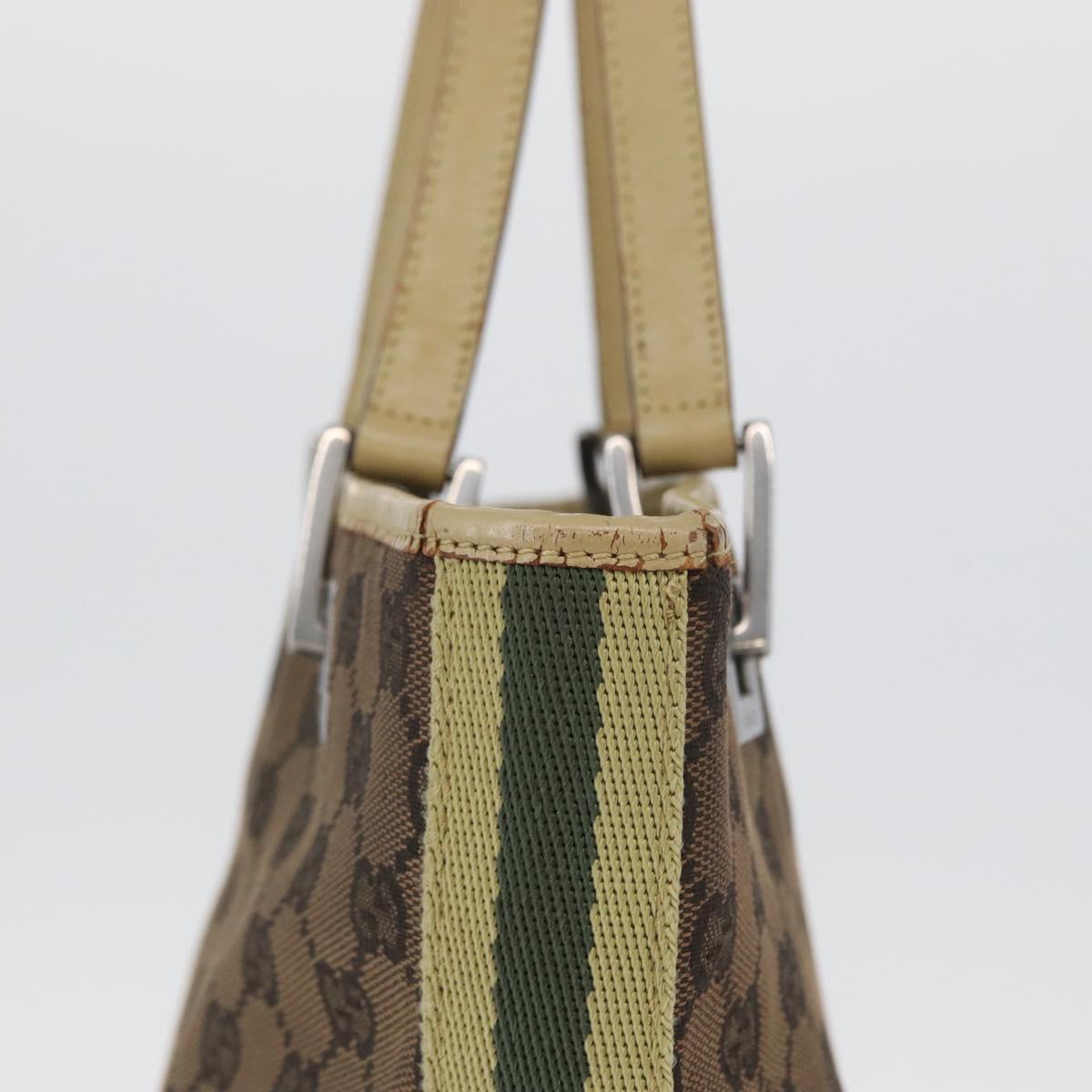 GUCCI GG Canvas Sherry Line Tote Bag Brown Silver 31244 Auth BSZ281
