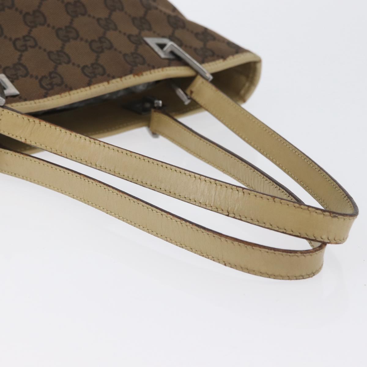 GUCCI GG Canvas Sherry Line Tote Bag Brown Silver 31244 Auth BSZ281