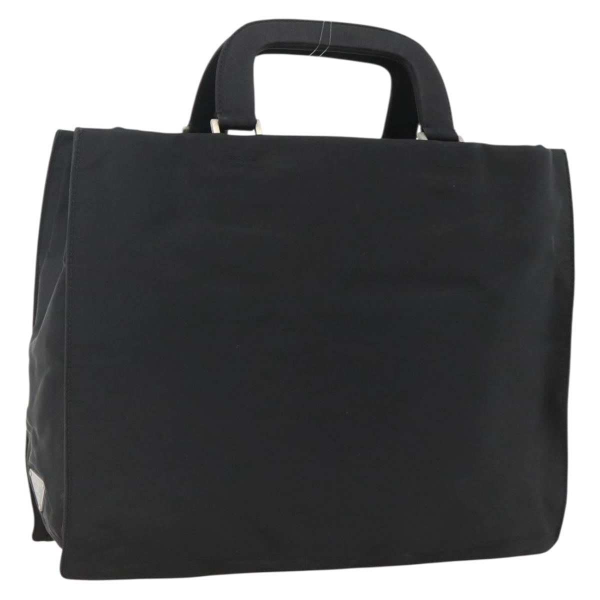 PRADA Hand Bag Nylon Black Silver Auth BSZ285