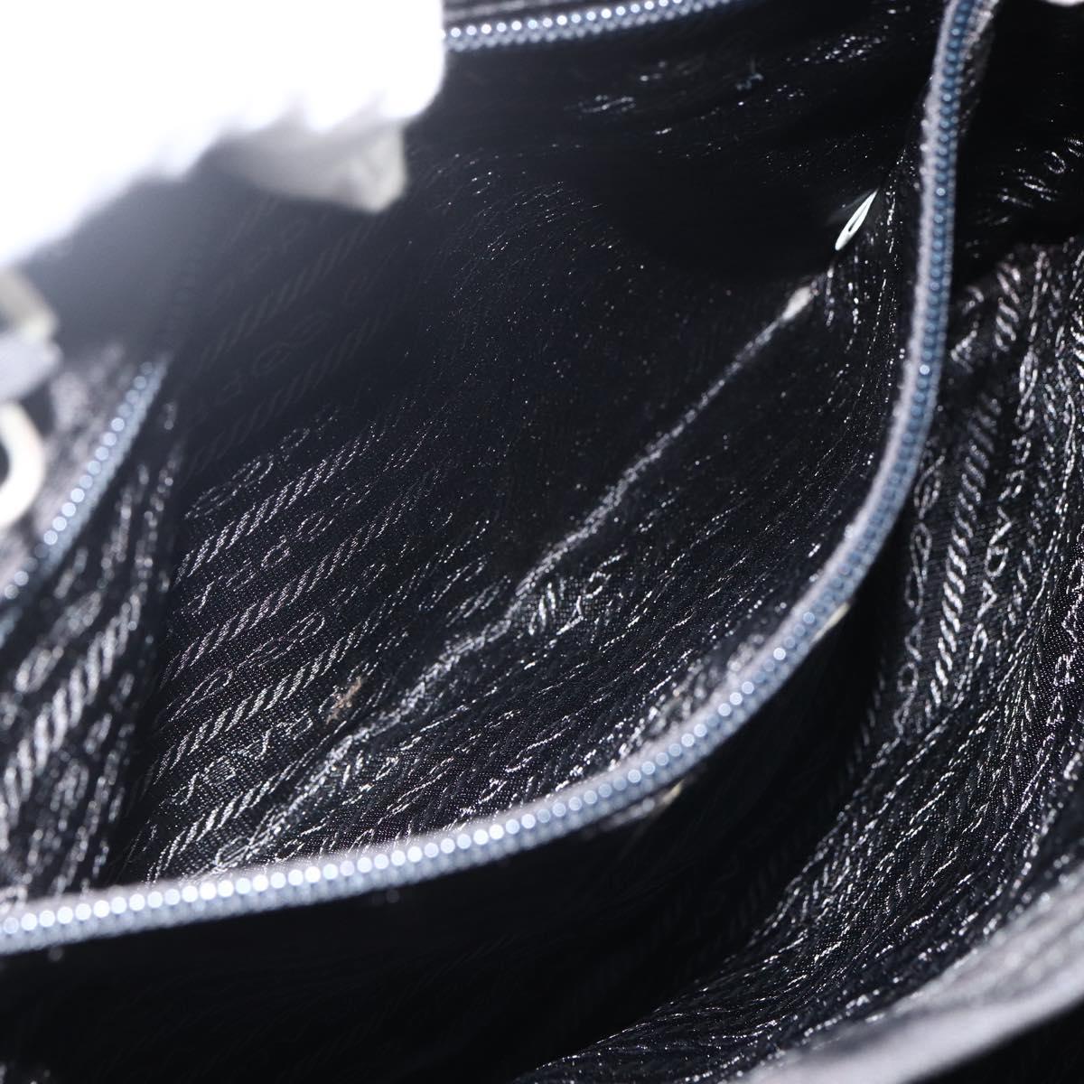 PRADA Hand Bag Nylon Black Silver Auth BSZ285