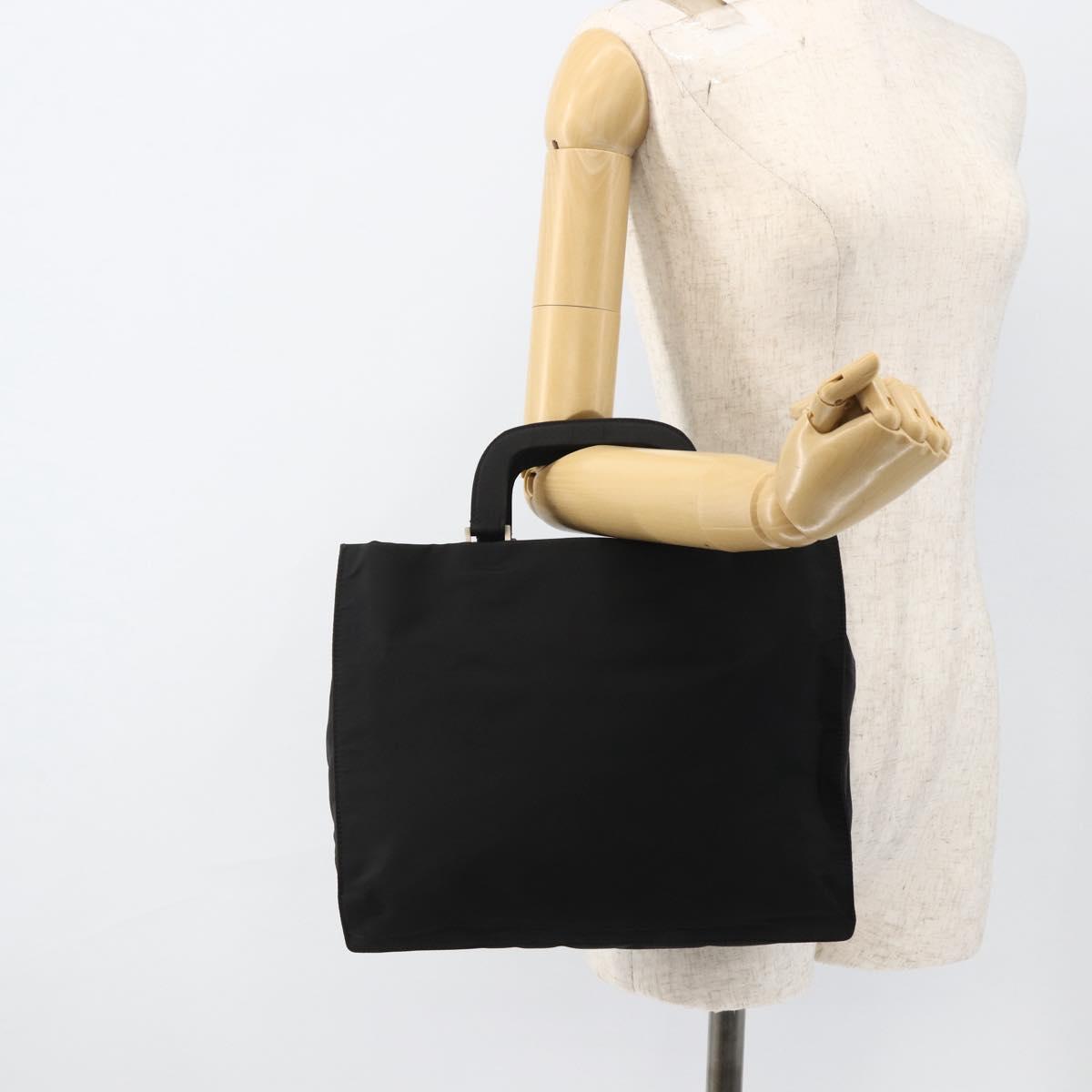 PRADA Hand Bag Nylon Black Silver Auth BSZ285