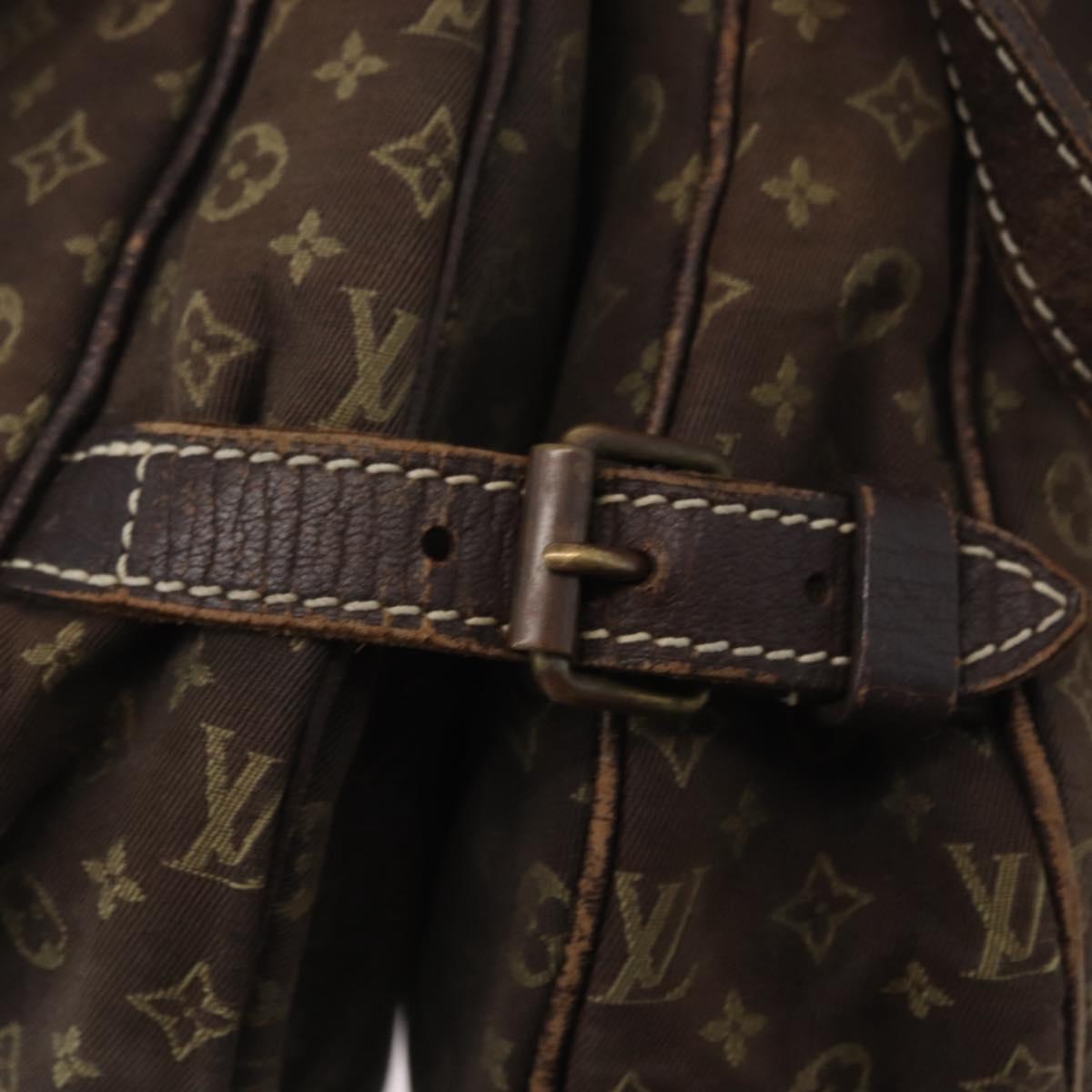 LOUIS VUITTON Monogram Mini Lin SaumurPM Shoulder Bag Brown M95227 Auth BSZ306