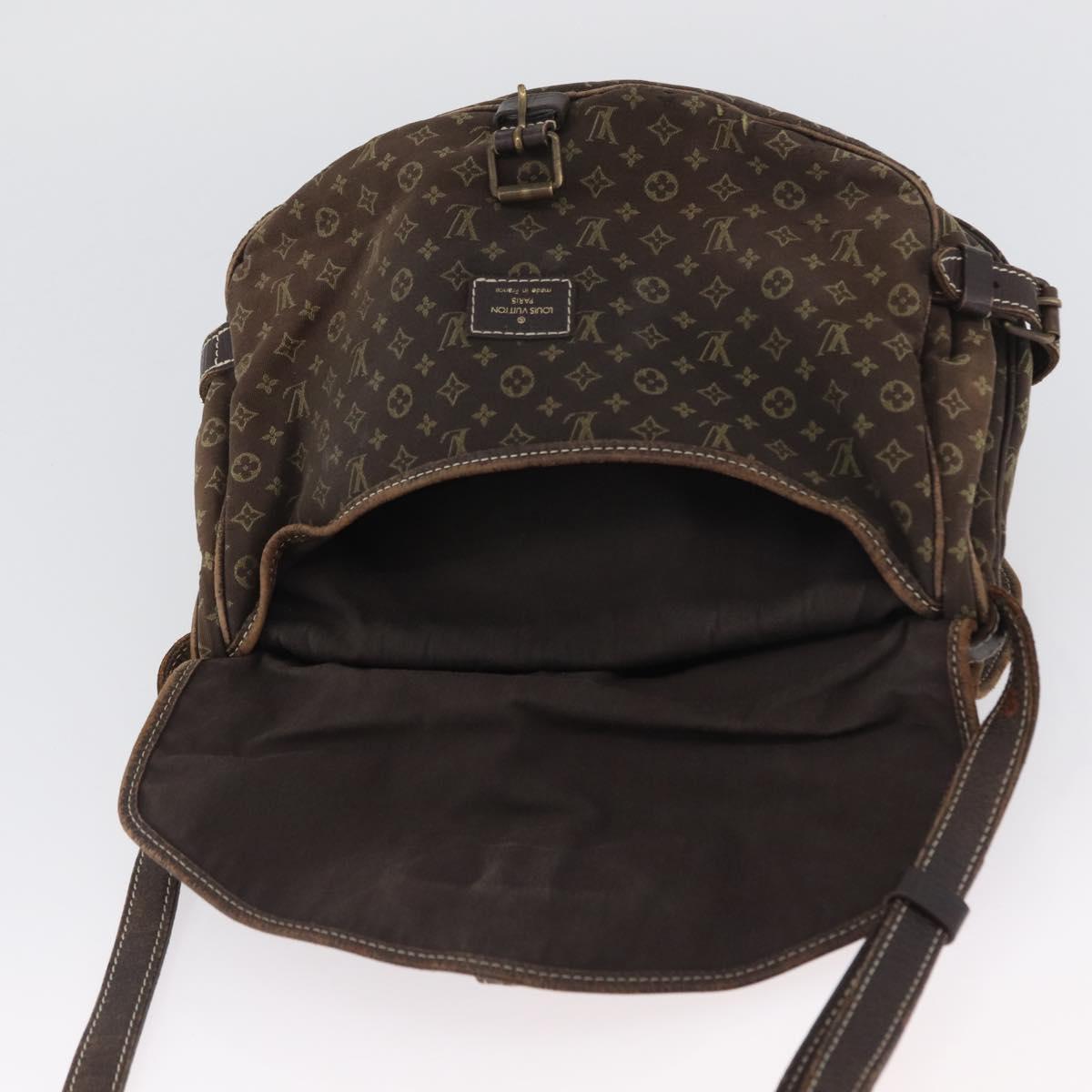 LOUIS VUITTON Monogram Mini Lin SaumurPM Shoulder Bag Brown M95227 Auth BSZ306