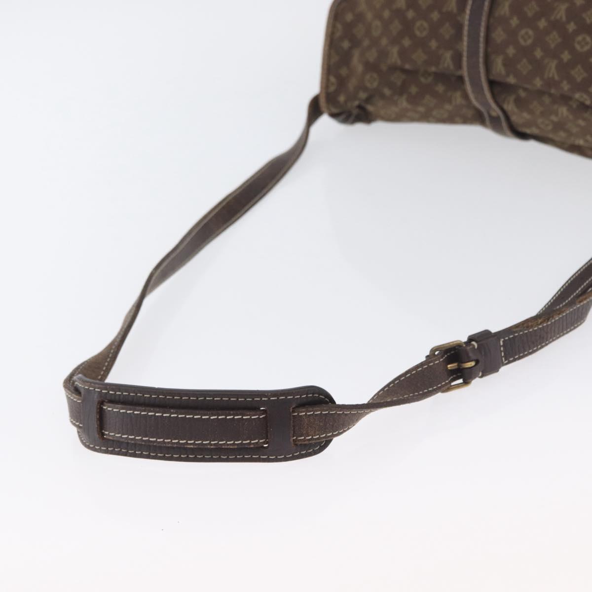 LOUIS VUITTON Monogram Mini Lin SaumurPM Shoulder Bag Brown M95227 Auth BSZ306