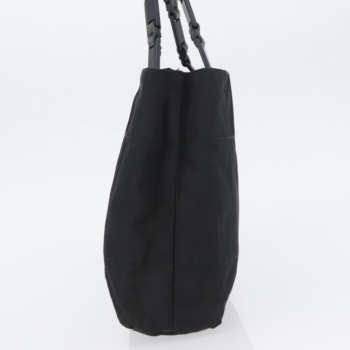 PRADA Tote Bag Nylon Black Silver Auth BSZ307