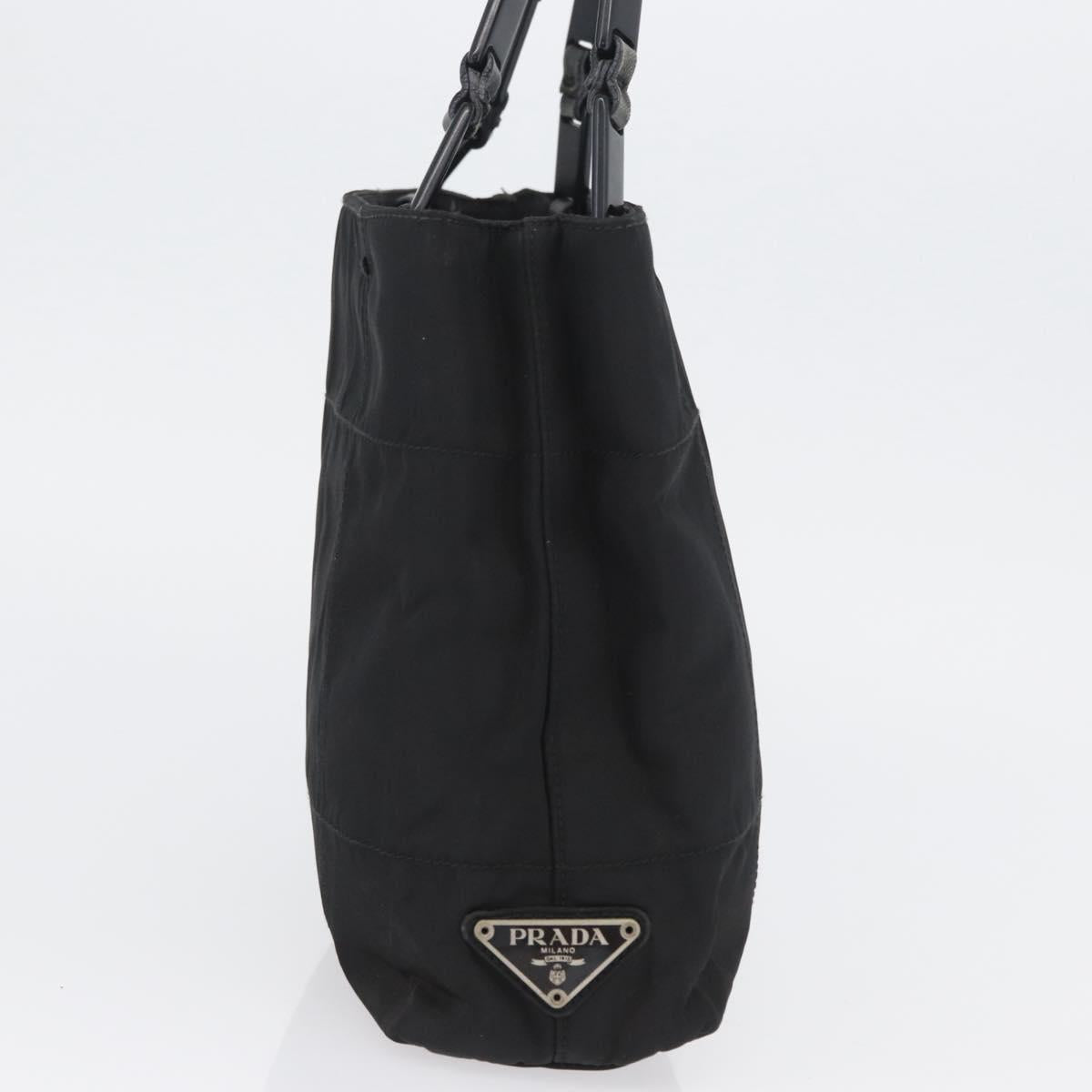 PRADA Tote Bag Nylon Black Silver Auth BSZ307