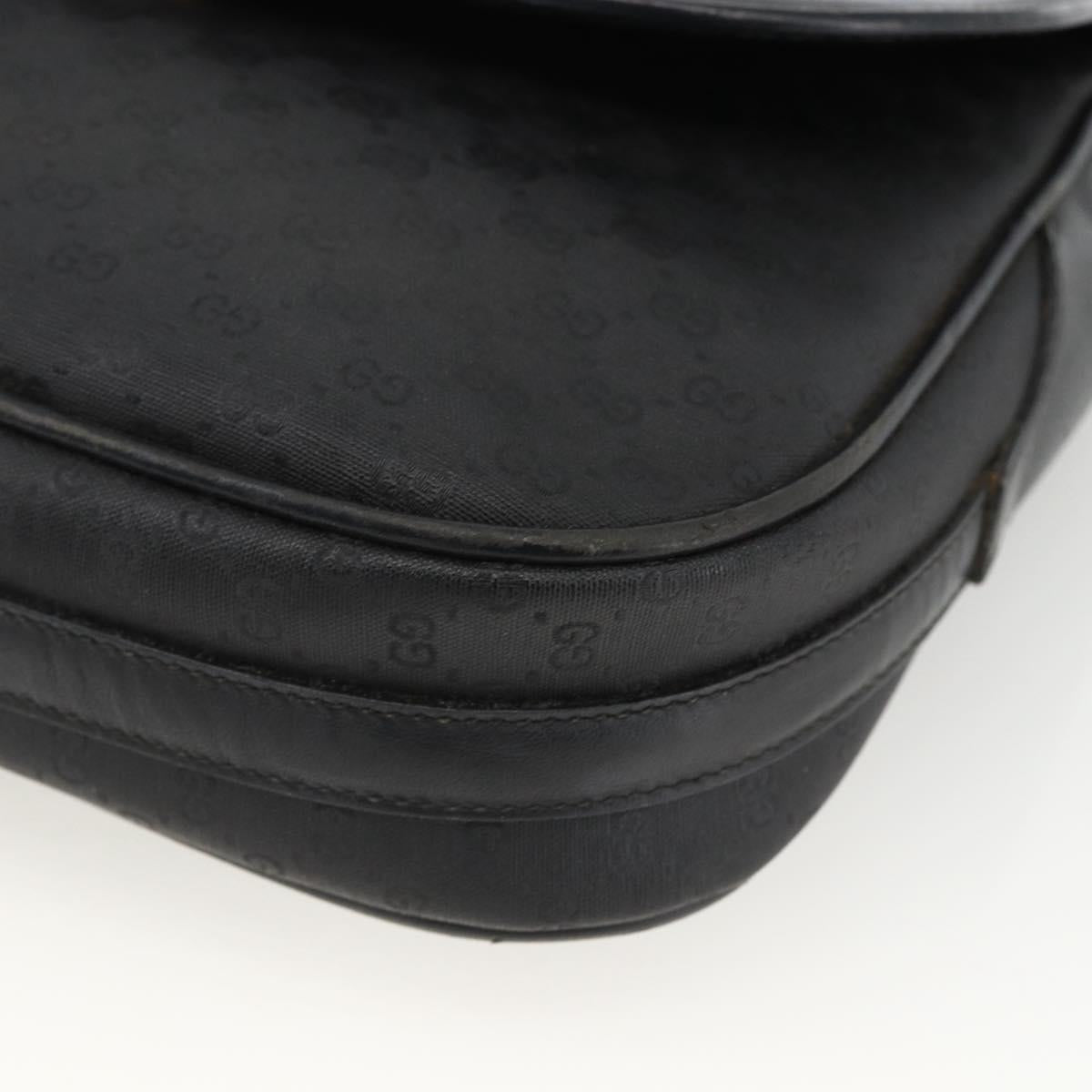 GUCCI Micro GG Supreme Shoulder Bag PVC Black Gold Auth BSZ310