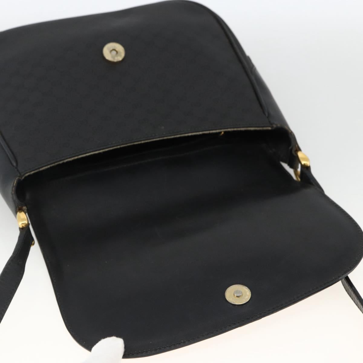 GUCCI Micro GG Supreme Shoulder Bag PVC Black Gold Auth BSZ310