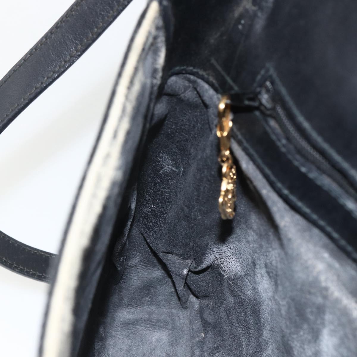 GUCCI Micro GG Supreme Shoulder Bag PVC Black Gold Auth BSZ310