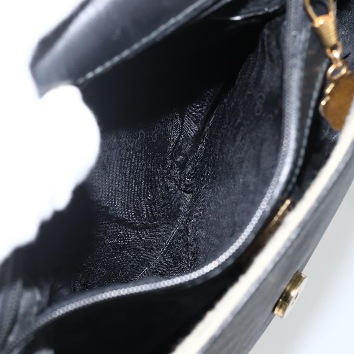 GUCCI Micro GG Supreme Shoulder Bag PVC Black Gold Auth BSZ310