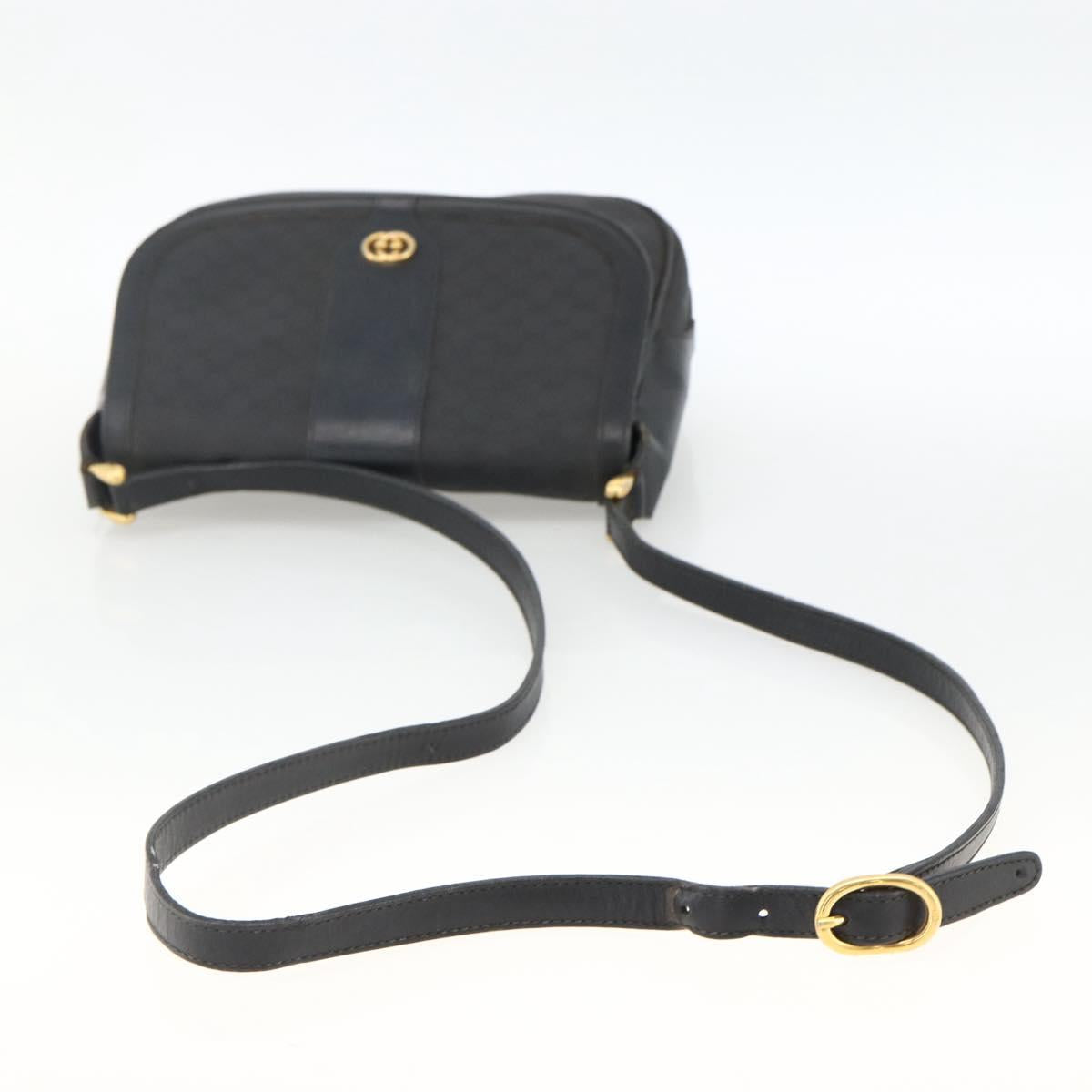 GUCCI Micro GG Supreme Shoulder Bag PVC Black Gold Auth BSZ310