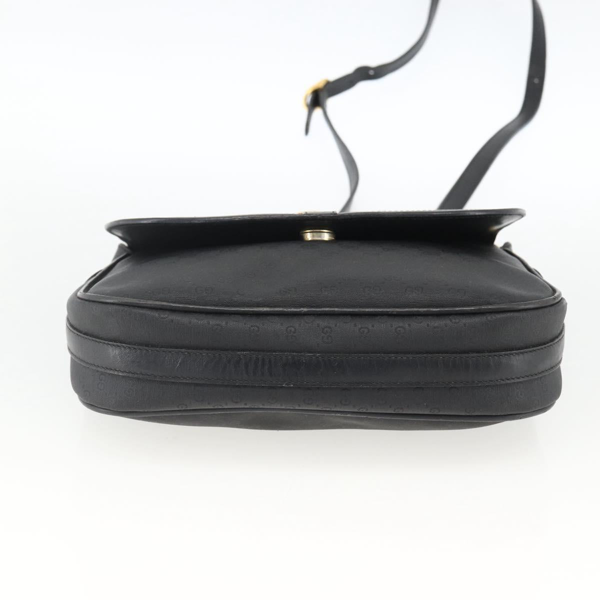 GUCCI Micro GG Supreme Shoulder Bag PVC Black Gold Auth BSZ310