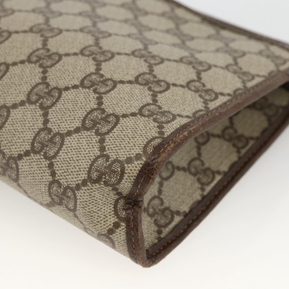 GUCCI GG Supreme Clutch Bag PVC Beige Gold 97 01 037 Auth BSZ311