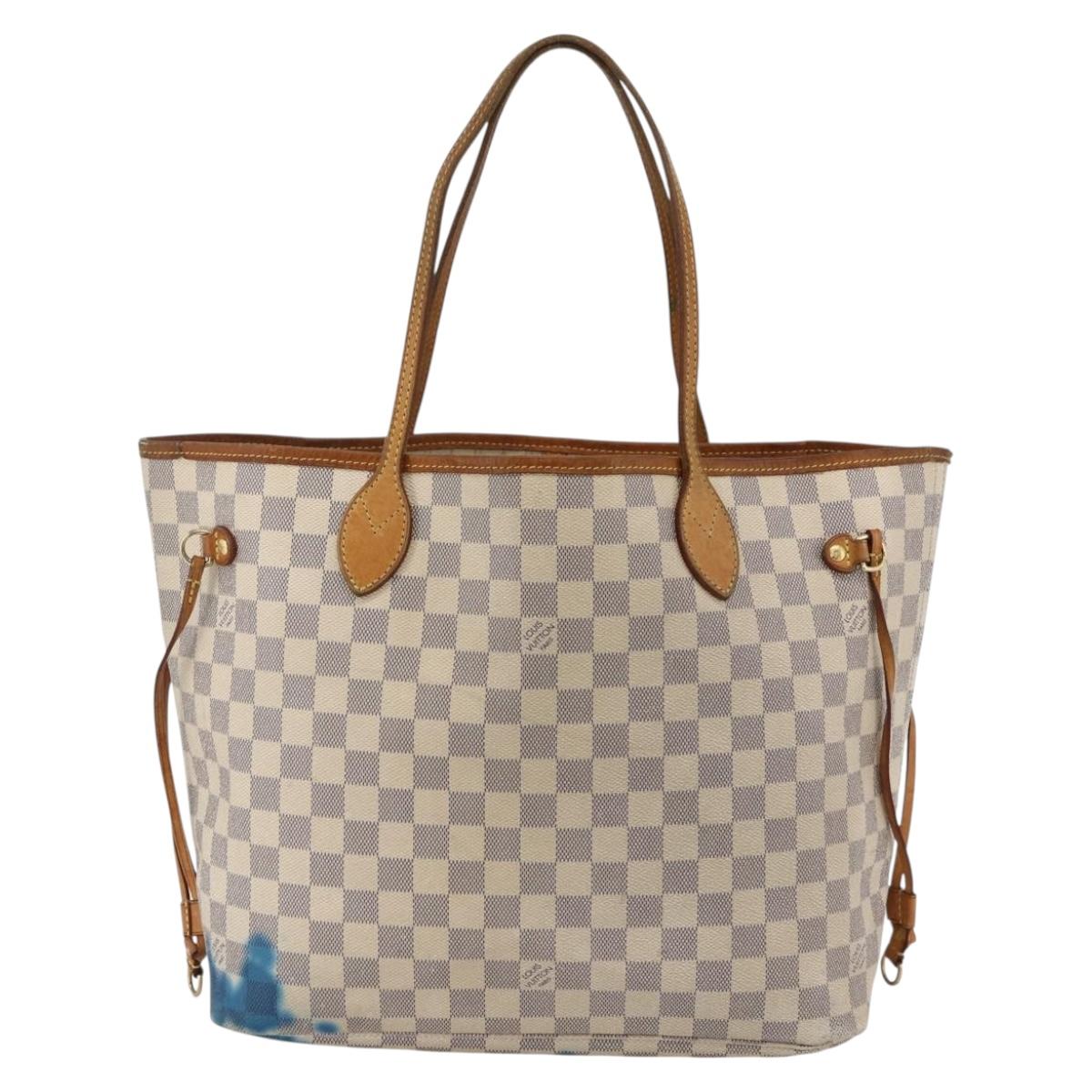LOUIS VUITTON Damier Azur Neverfull MM Tote Bag N41605 LV Auth BSZ316