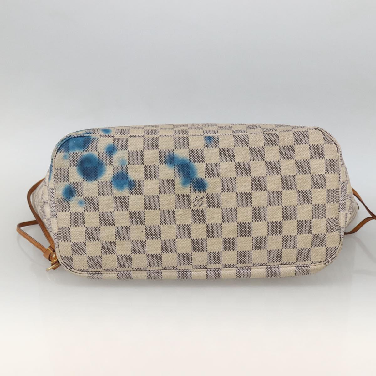 LOUIS VUITTON Damier Azur Neverfull MM Tote Bag N41605 LV Auth BSZ316