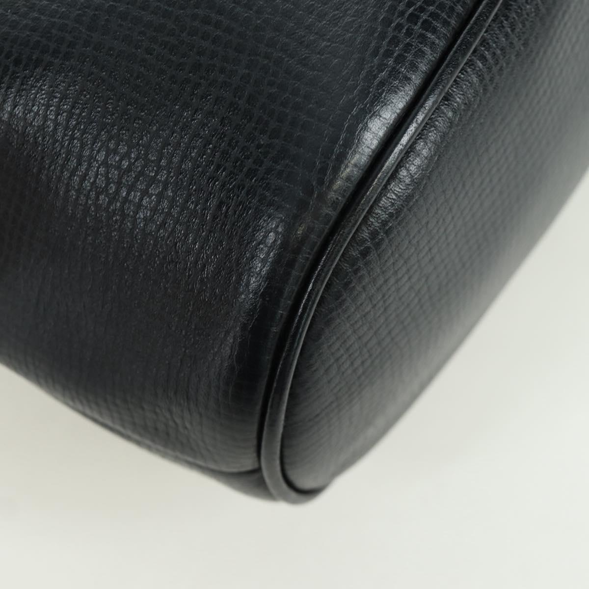 Christian Dior Hand Bag Leather Black Gold Auth BSZ319A