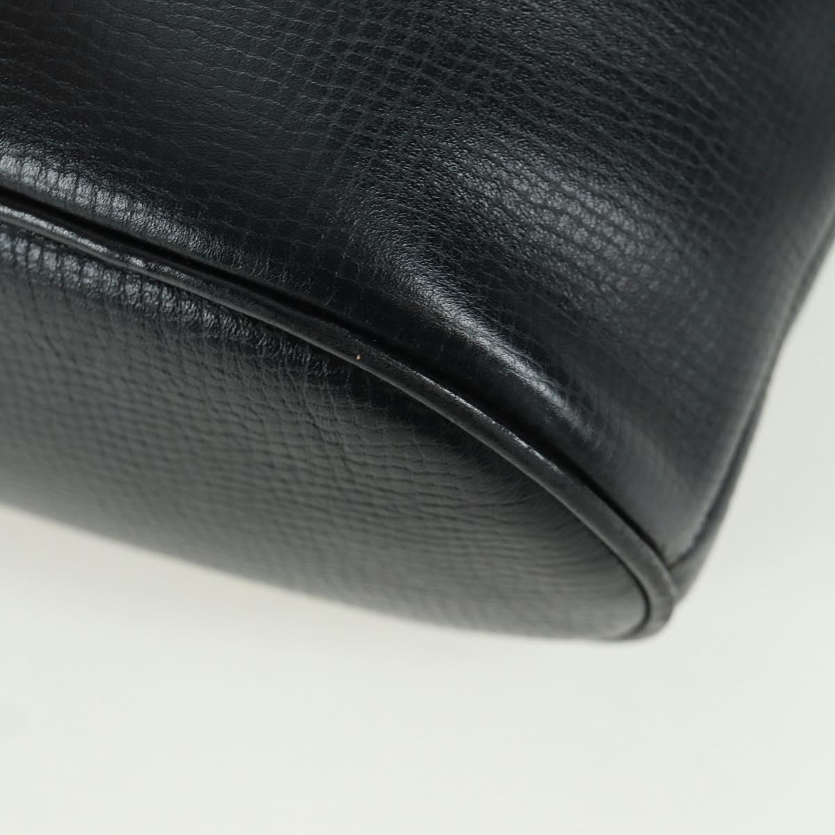 Christian Dior Hand Bag Leather Black Gold Auth BSZ319A
