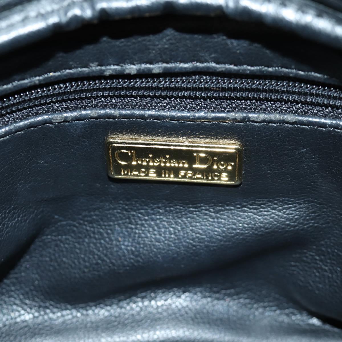 Christian Dior Hand Bag Leather Black Gold Auth BSZ319A