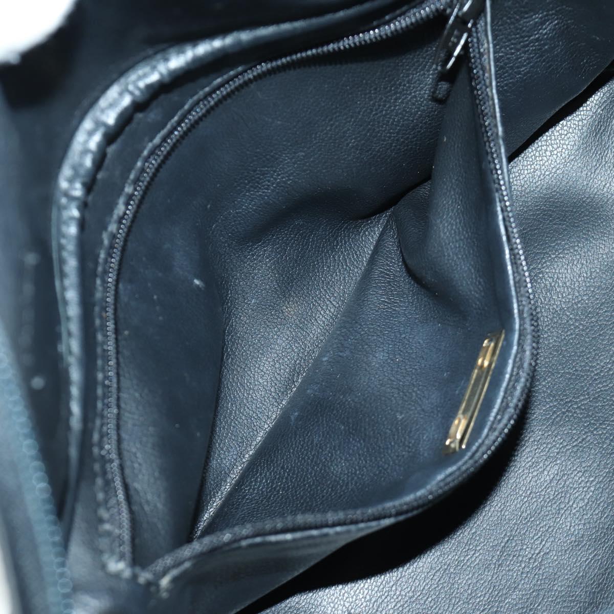 Christian Dior Hand Bag Leather Black Gold Auth BSZ319A