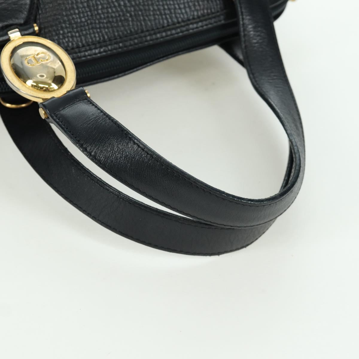 Christian Dior Hand Bag Leather Black Gold Auth BSZ319A