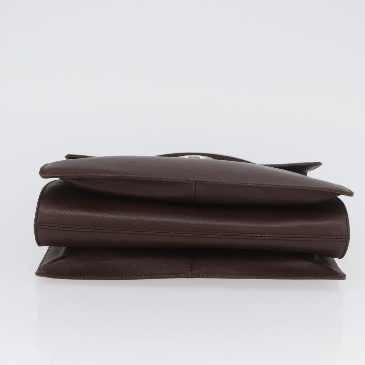 Salvatore Ferragamo Gancini Hand Bag Leather Brown Silver Auth BSZ320