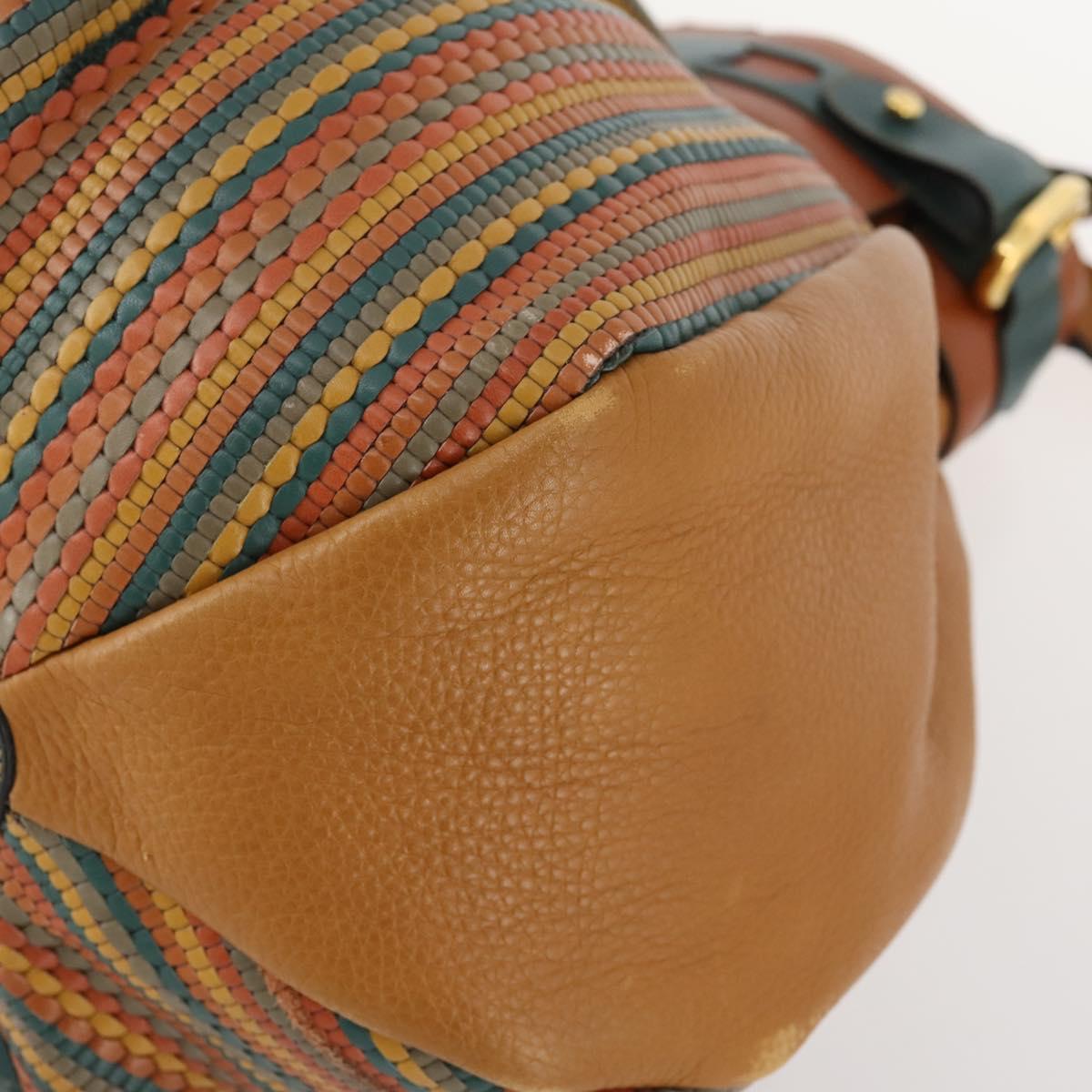 DELVAUX Shoulder Bag Leather Green Gold Auth BSZ321