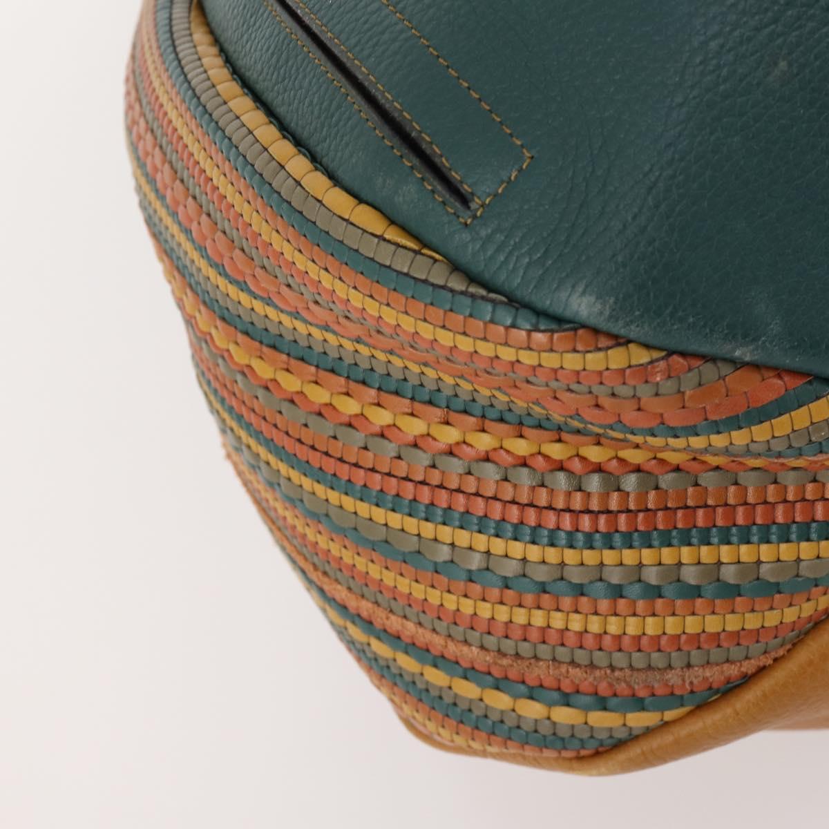 DELVAUX Shoulder Bag Leather Green Gold Auth BSZ321