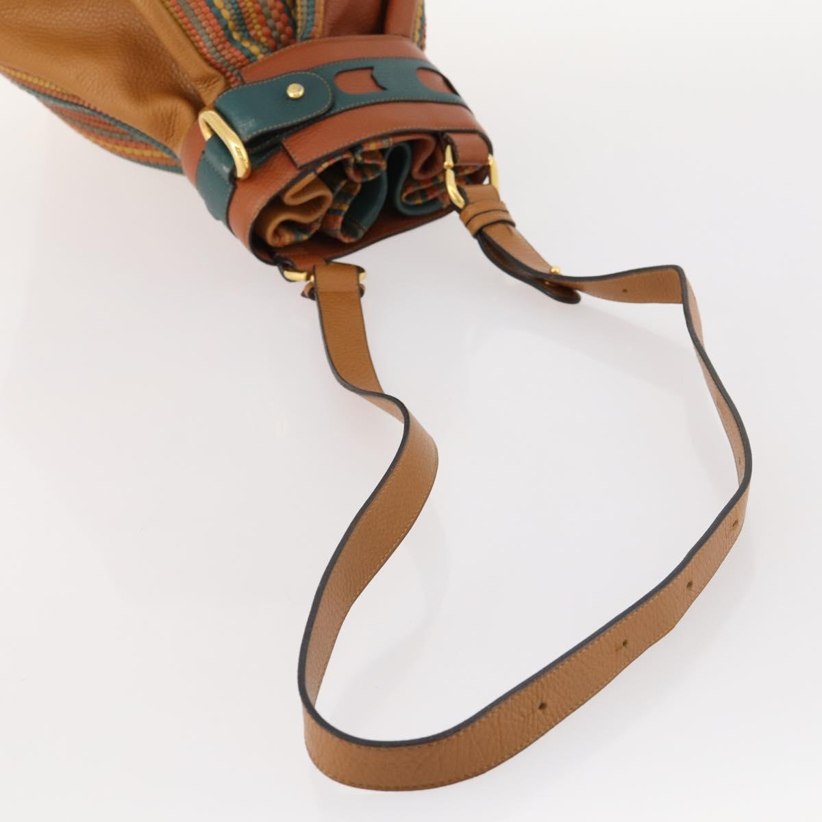 DELVAUX Shoulder Bag Leather Green Gold Auth BSZ321