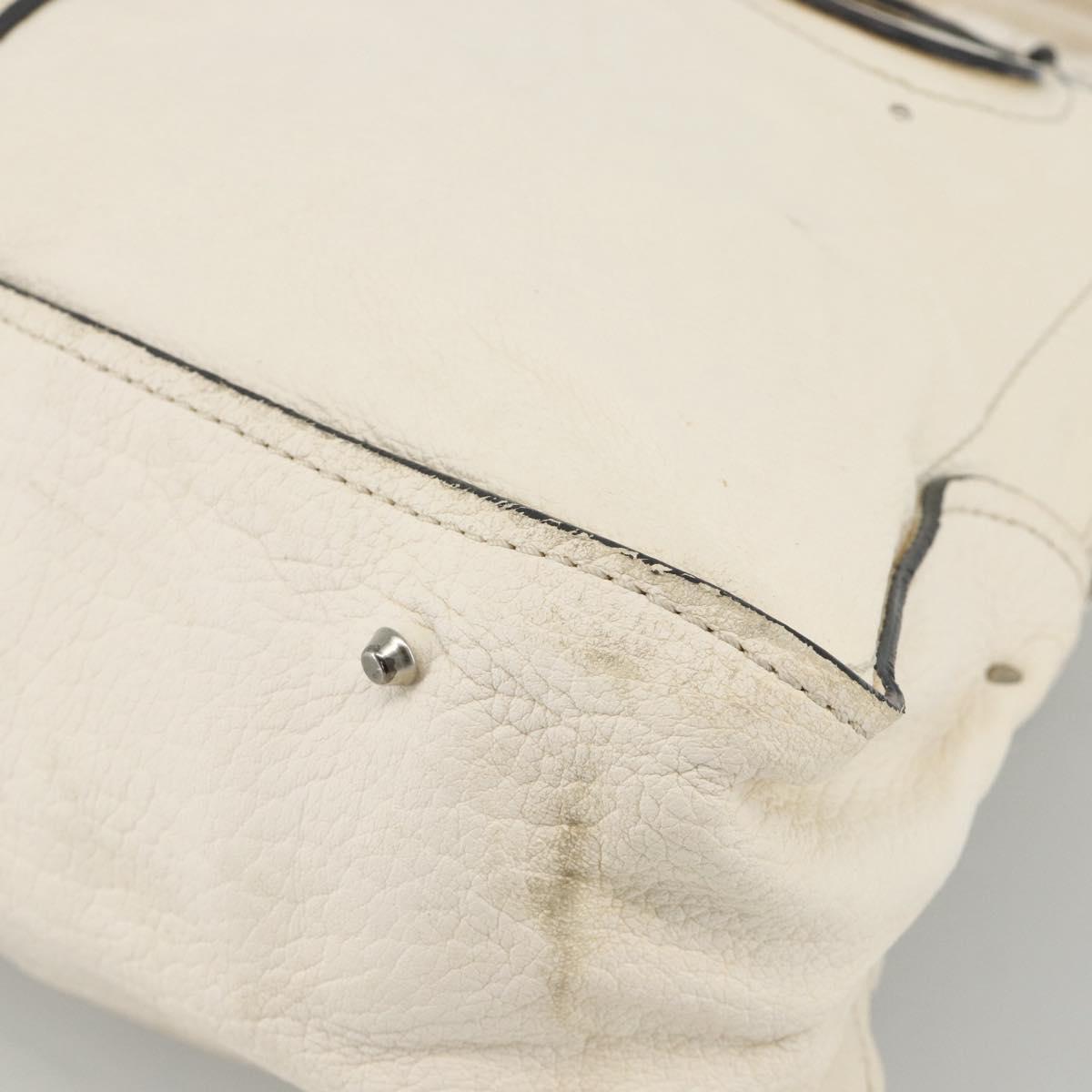 Chloe Paddington Hand Bag Leather White Silver Auth BSZ323
