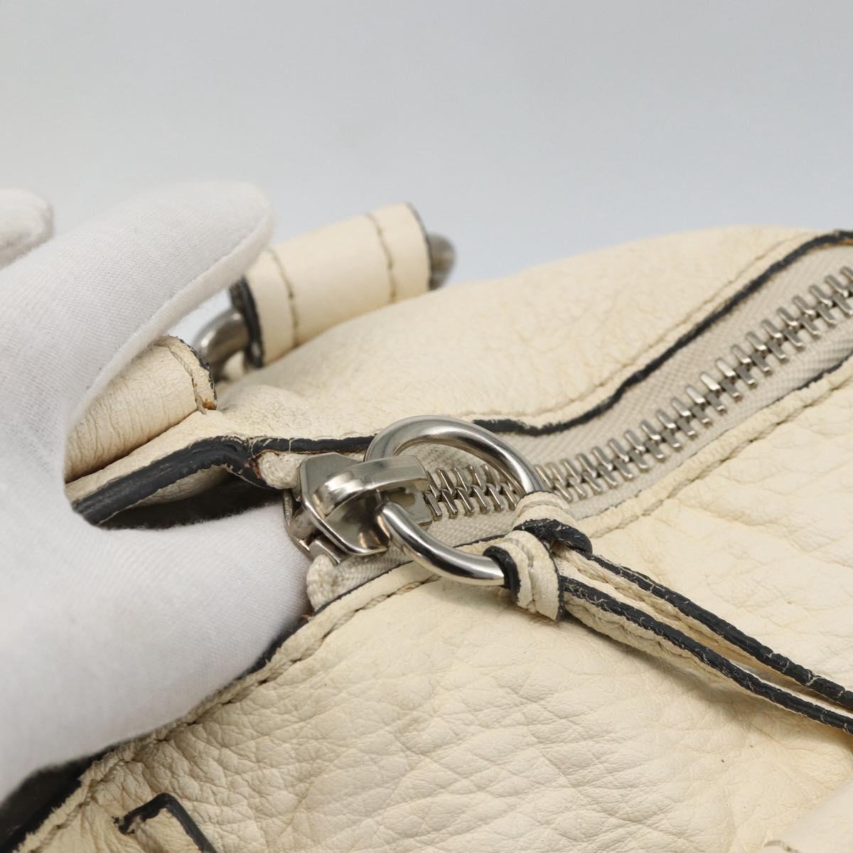 Chloe Paddington Hand Bag Leather White Silver Auth BSZ323