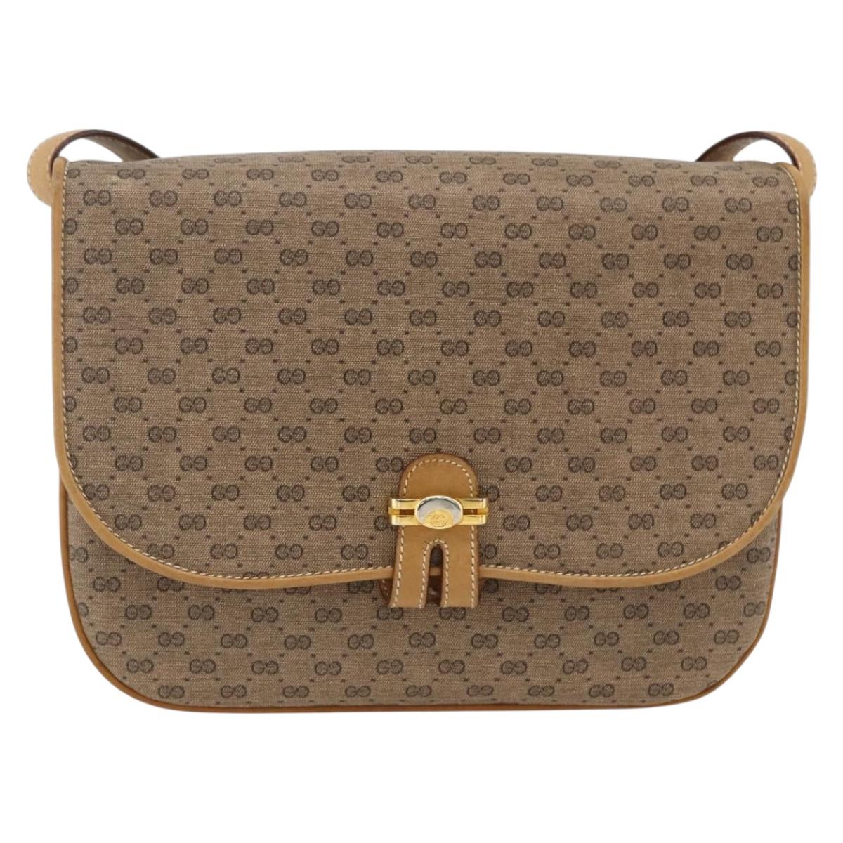 GUCCI Micro GG Supreme Shoulder Bag PVC Beige Gold 406 001 1780 Auth BSZ330A