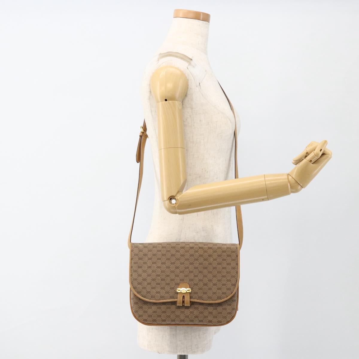 GUCCI Micro GG Supreme Shoulder Bag PVC Beige Gold 406 001 1780 Auth BSZ330A