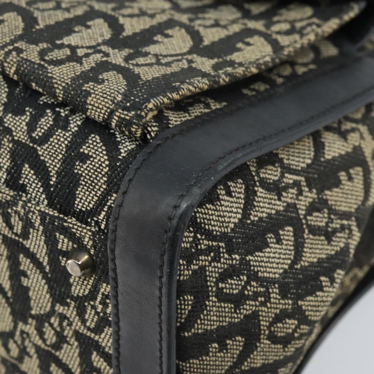 Christian Dior Trotter Canvas Hand Bag Black Silver Auth BSZ335