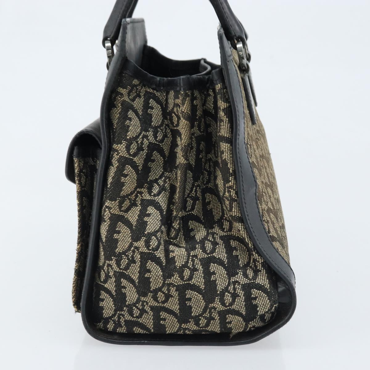 Christian Dior Trotter Canvas Hand Bag Black Silver Auth BSZ335
