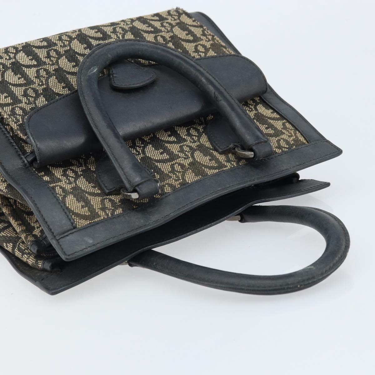 Christian Dior Trotter Canvas Hand Bag Black Silver Auth BSZ335