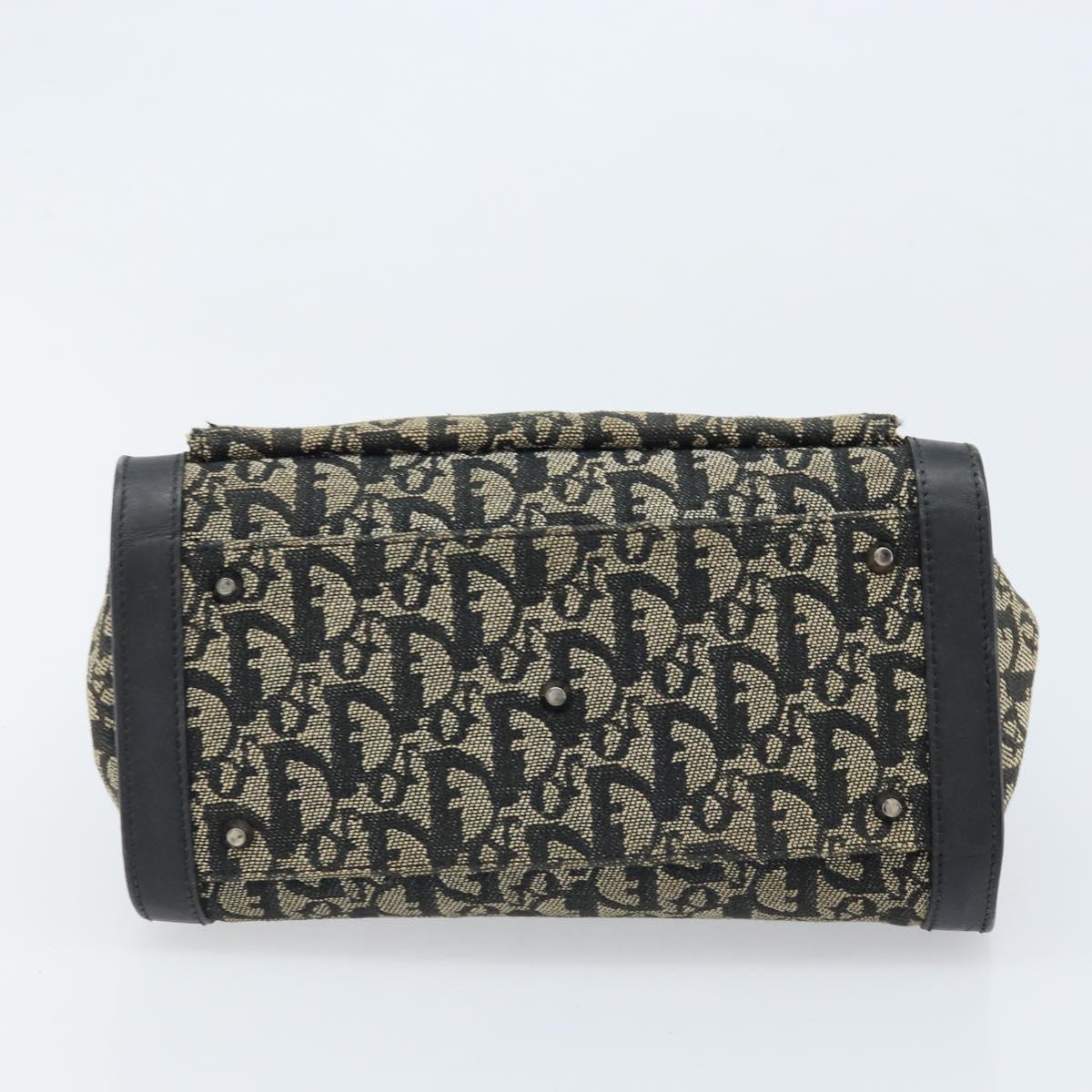 Christian Dior Trotter Canvas Hand Bag Black Silver Auth BSZ335