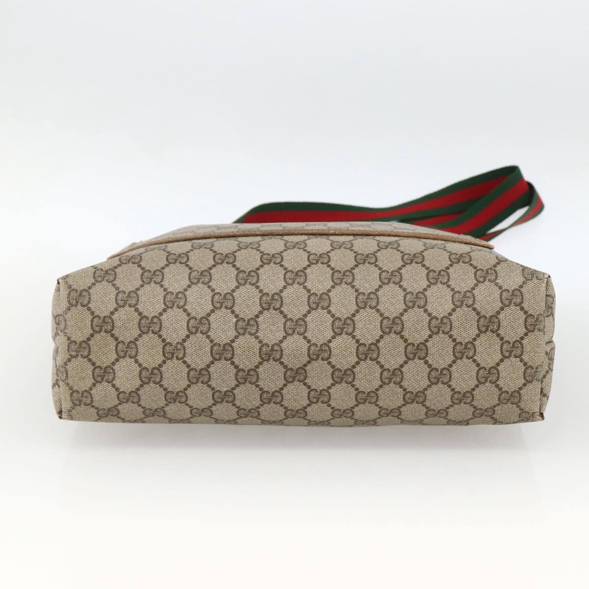 GUCCI GG Supreme Web Sherry Line Tote Bag PVC Beige Gold 39 02 003 Auth BSZ336