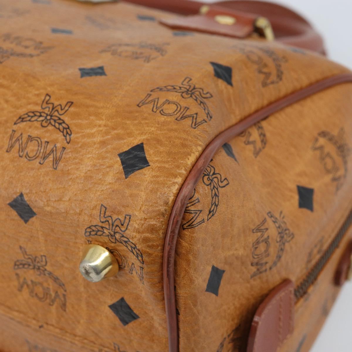 MCM Vicetos Logogram Hand Bag PVC Leather Brown Gold Auth BSZ338