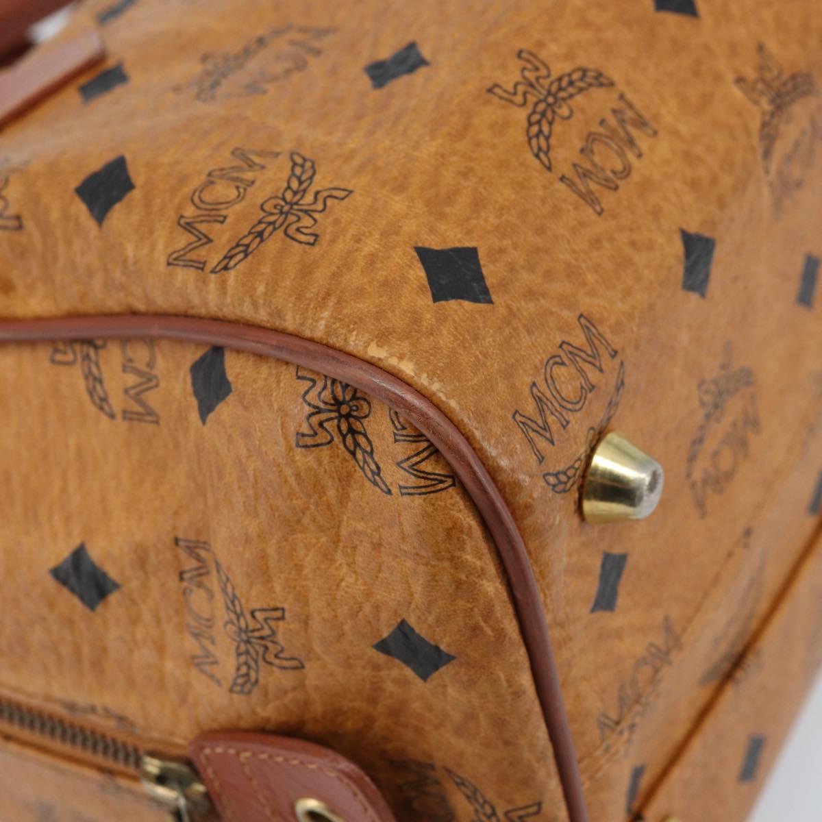 MCM Vicetos Logogram Hand Bag PVC Leather Brown Gold Auth BSZ338