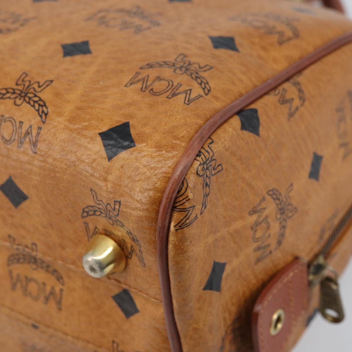 MCM Vicetos Logogram Hand Bag PVC Leather Brown Gold Auth BSZ338