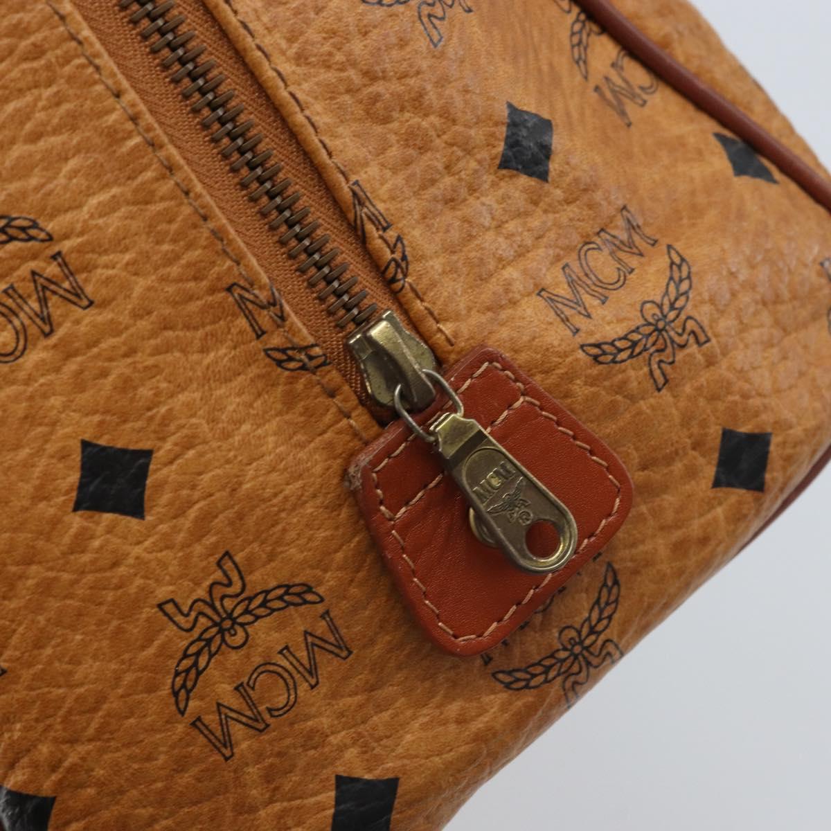 MCM Vicetos Logogram Hand Bag PVC Leather Brown Gold Auth BSZ338