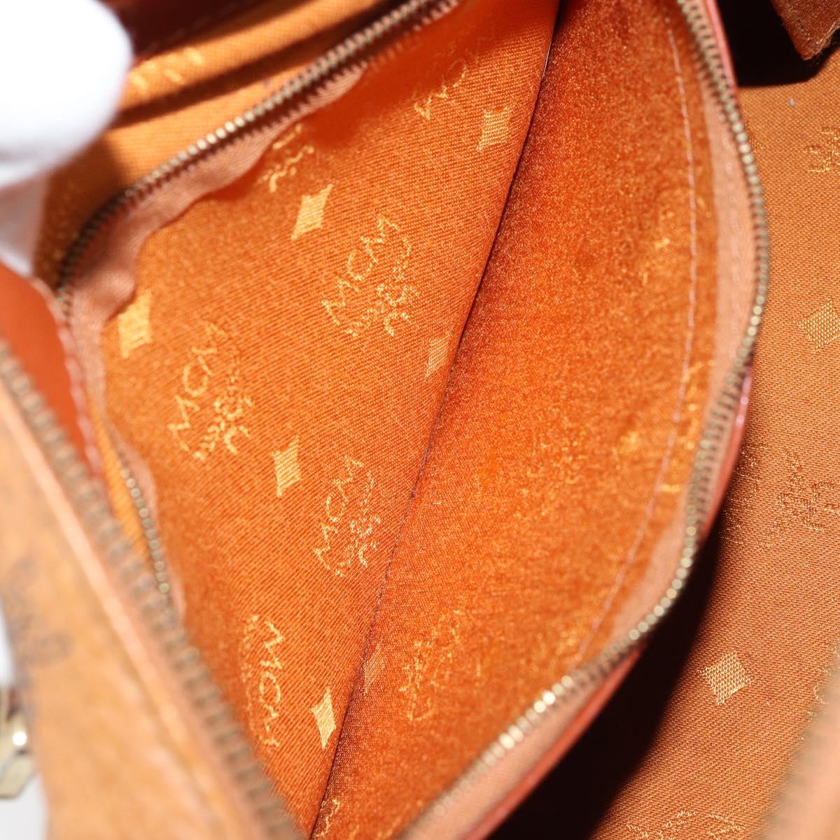 MCM Vicetos Logogram Hand Bag PVC Leather Brown Gold Auth BSZ338