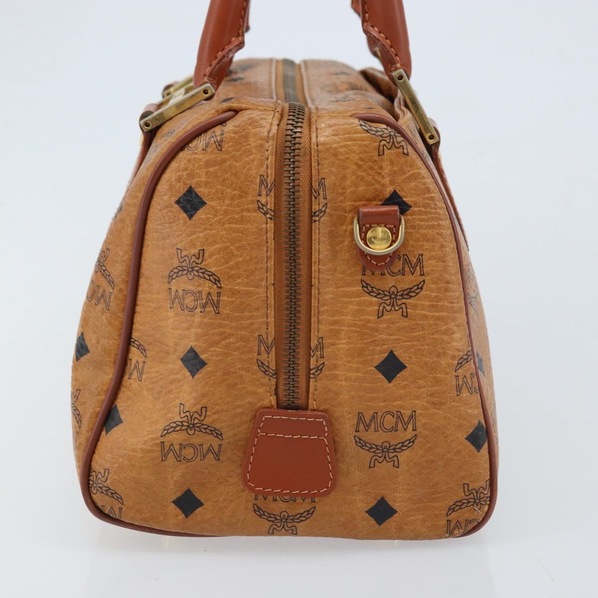 MCM Vicetos Logogram Hand Bag PVC Leather Brown Gold Auth BSZ338