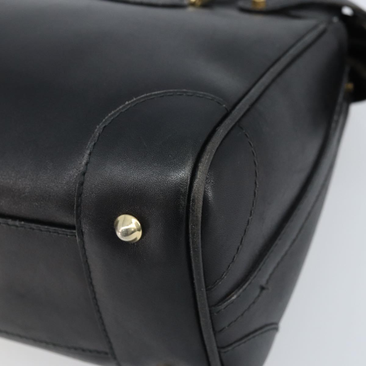 GUCCI Hand Bag Leather Black Gold Auth BSZ350