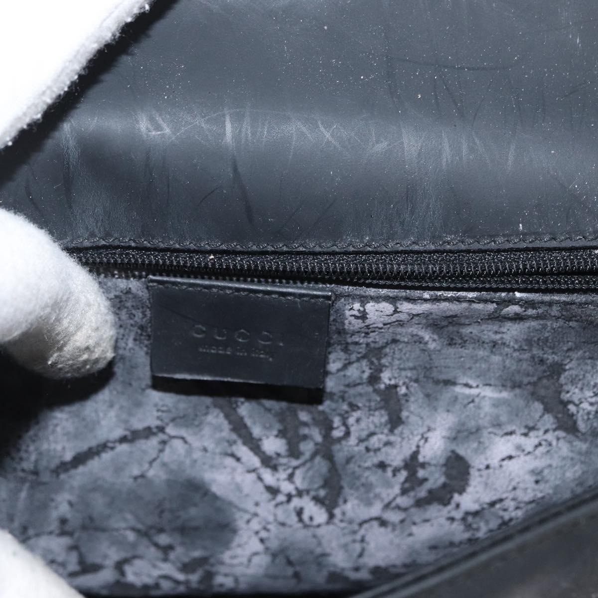 GUCCI Shoulder Bag Leather Black Silver 001 3064 Auth BSZ351